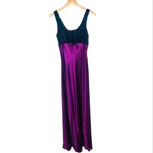 Vintage Y2K Roberta Bridal Floor length Velvet Purple Satin Lace up Gown Size 12